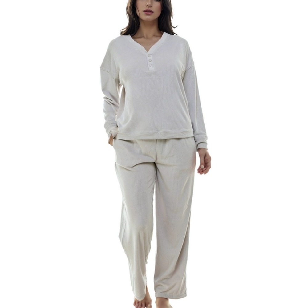 Roudelain Women Ribbed Velour 2Pc Pajama Vapor Blye XL Soft Lounge Sleepwear NWT